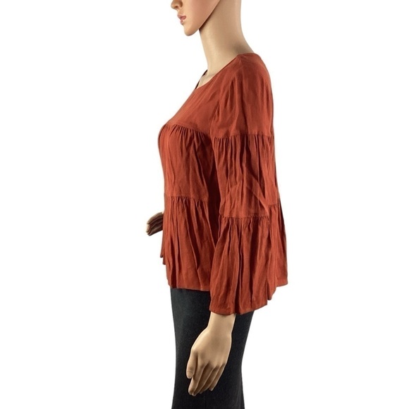 Madewell Tiered Button Back Top Size M Burnished Rust - Picture 4 of 7